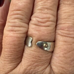 Eden Hand Arts fish ring sterling silver .925 size 9 adjustable